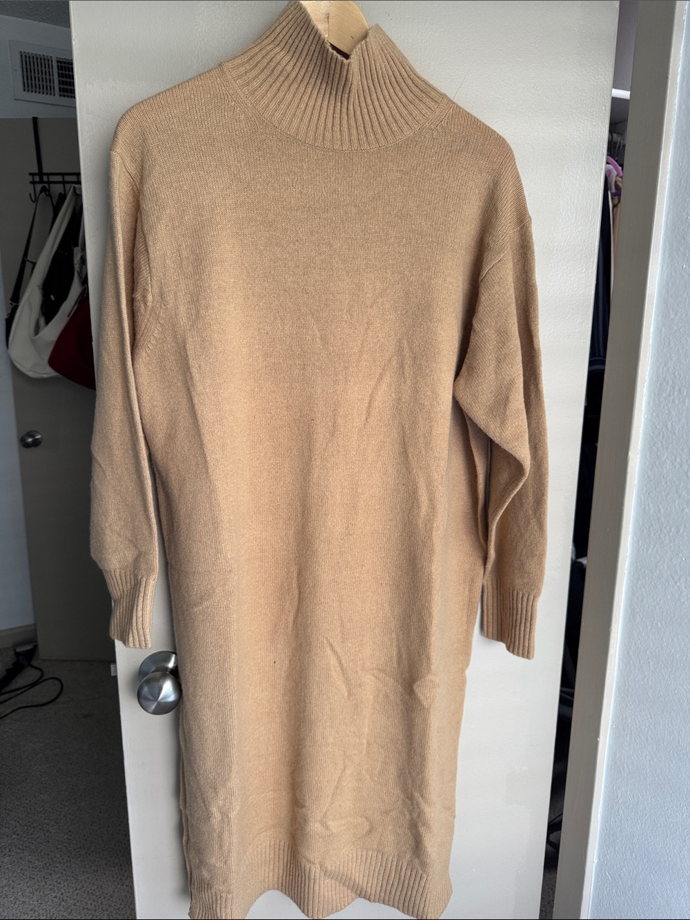 Uniqlo Camel Turtleneck Sweater Dress